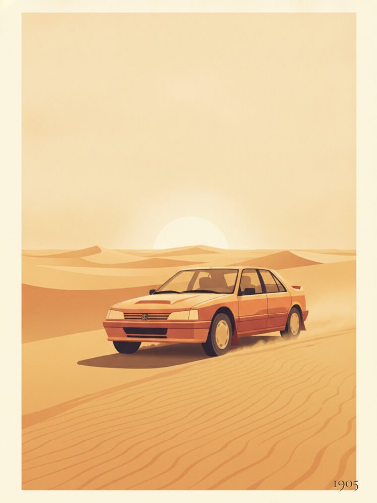 Sahara Dawn Patrol — Peugeot 405 T16 in the Dunes
