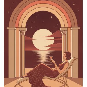 Silueta al Anochecer — Elegance Under Riviera Stars