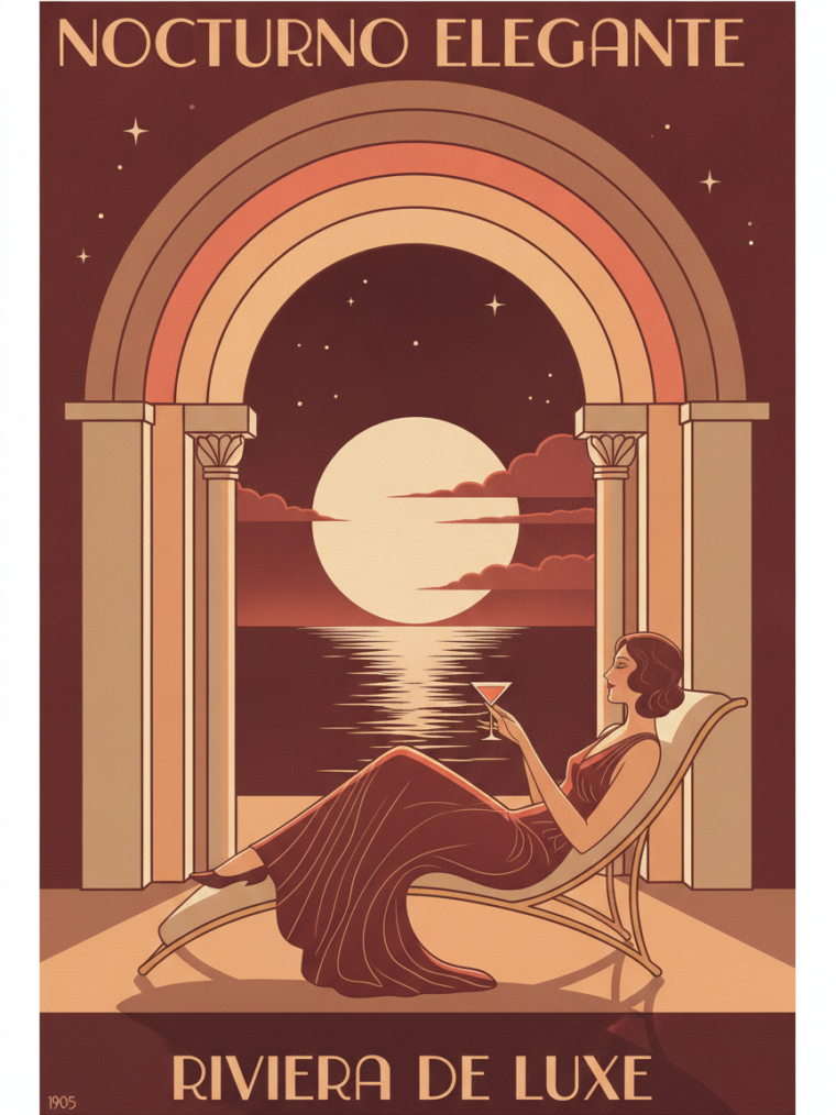 Silueta al Anochecer — Elegance Under Riviera Stars