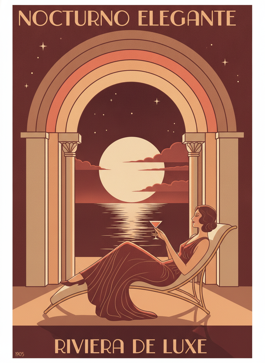 Silueta al Anochecer — Elegance Under Riviera Stars
