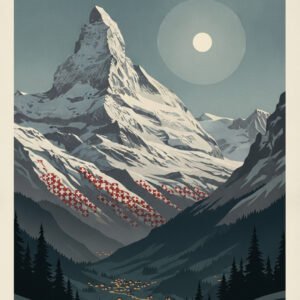 Summit's Midnight Embrace — A Panorama of Alpine Dreams