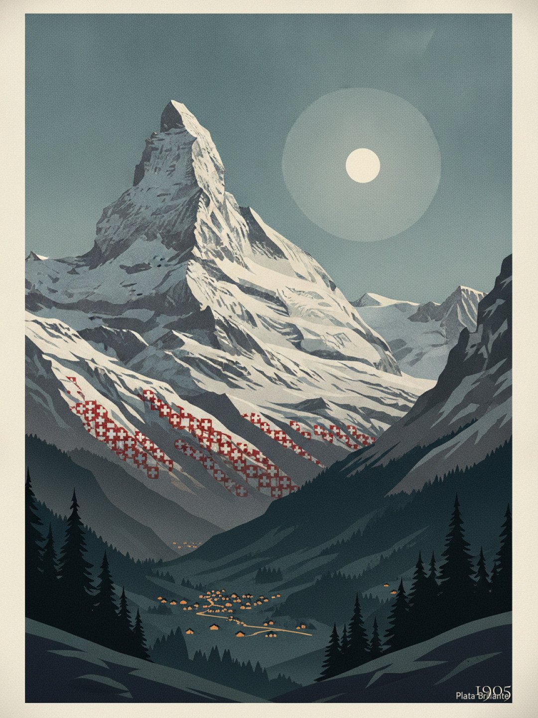 Summit's Midnight Embrace — A Panorama of Alpine Dreams